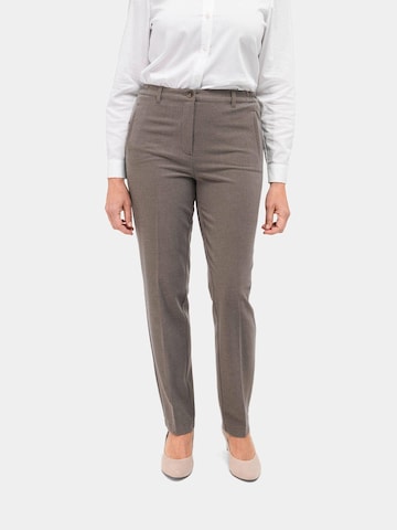 Goldner Regular Pleated Pants in Brown: front