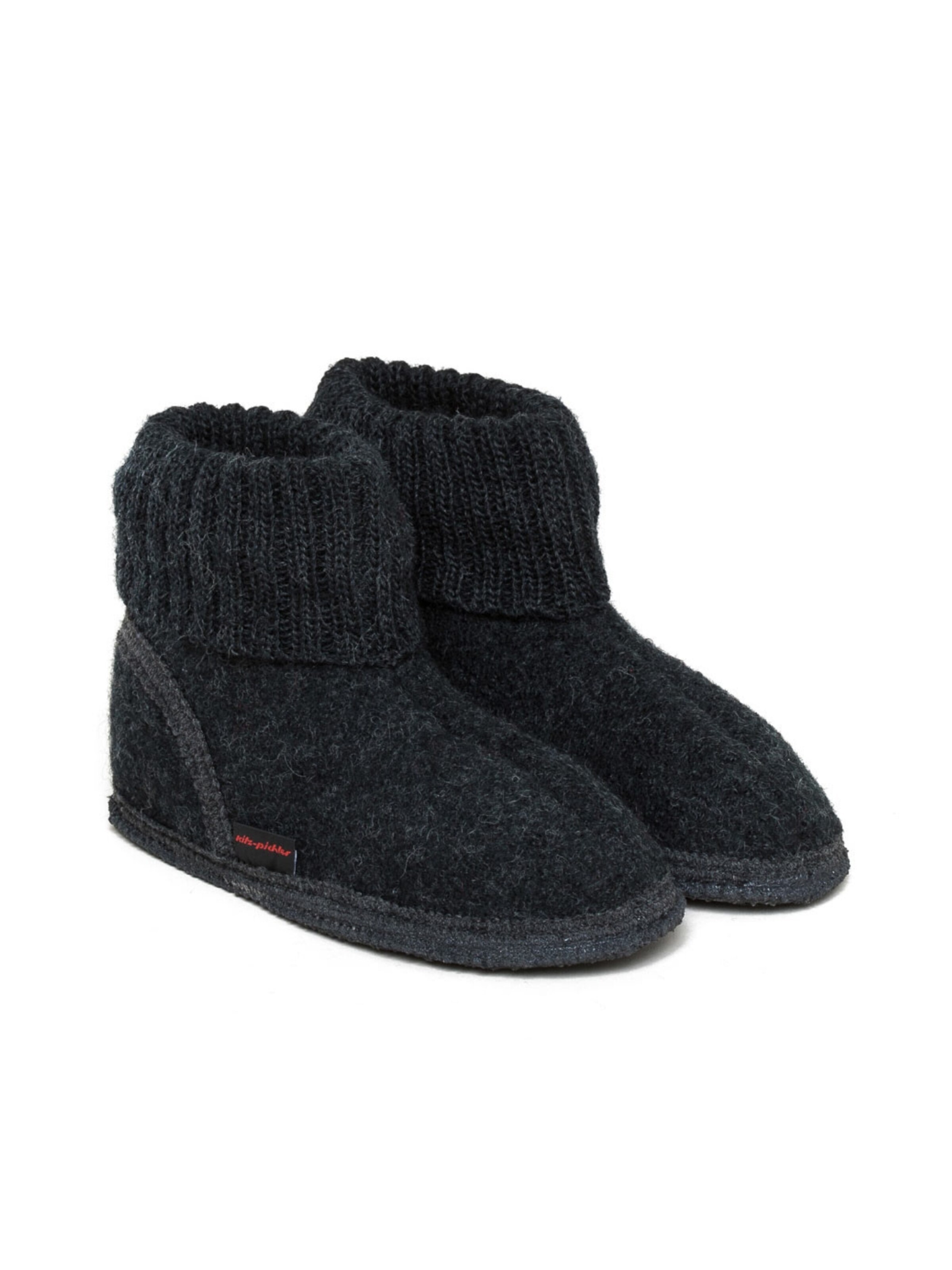 kitz-pichler Slippers 'Hüttenschuh Oetz' in Black