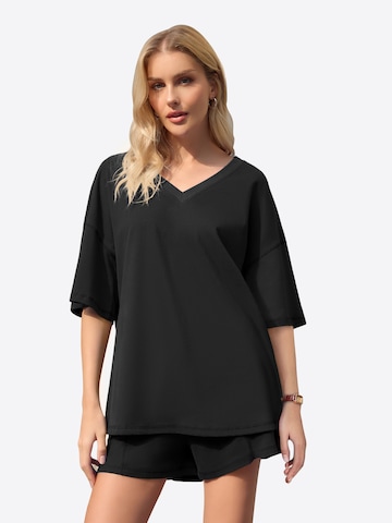 Imily Bela Set: T-Shirt und Shorts in Schwarz: Vorderseite