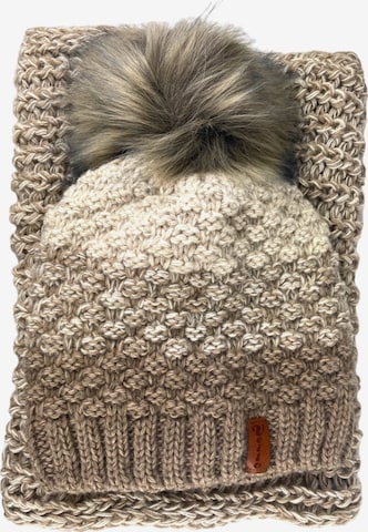 Kumixi - Gorra 'Set: Mütze & Loop Schal' en beige: frente