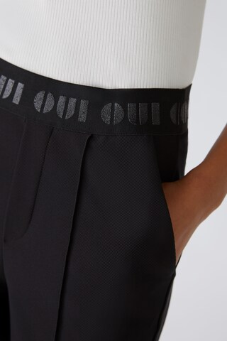 OUI Regular Pleat-Front Pants in Black