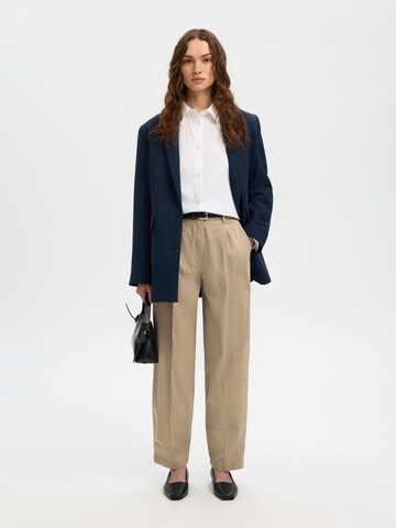 SELECTED Обычный Брюки со складками 'SLFBARREL MILLE' в Серый