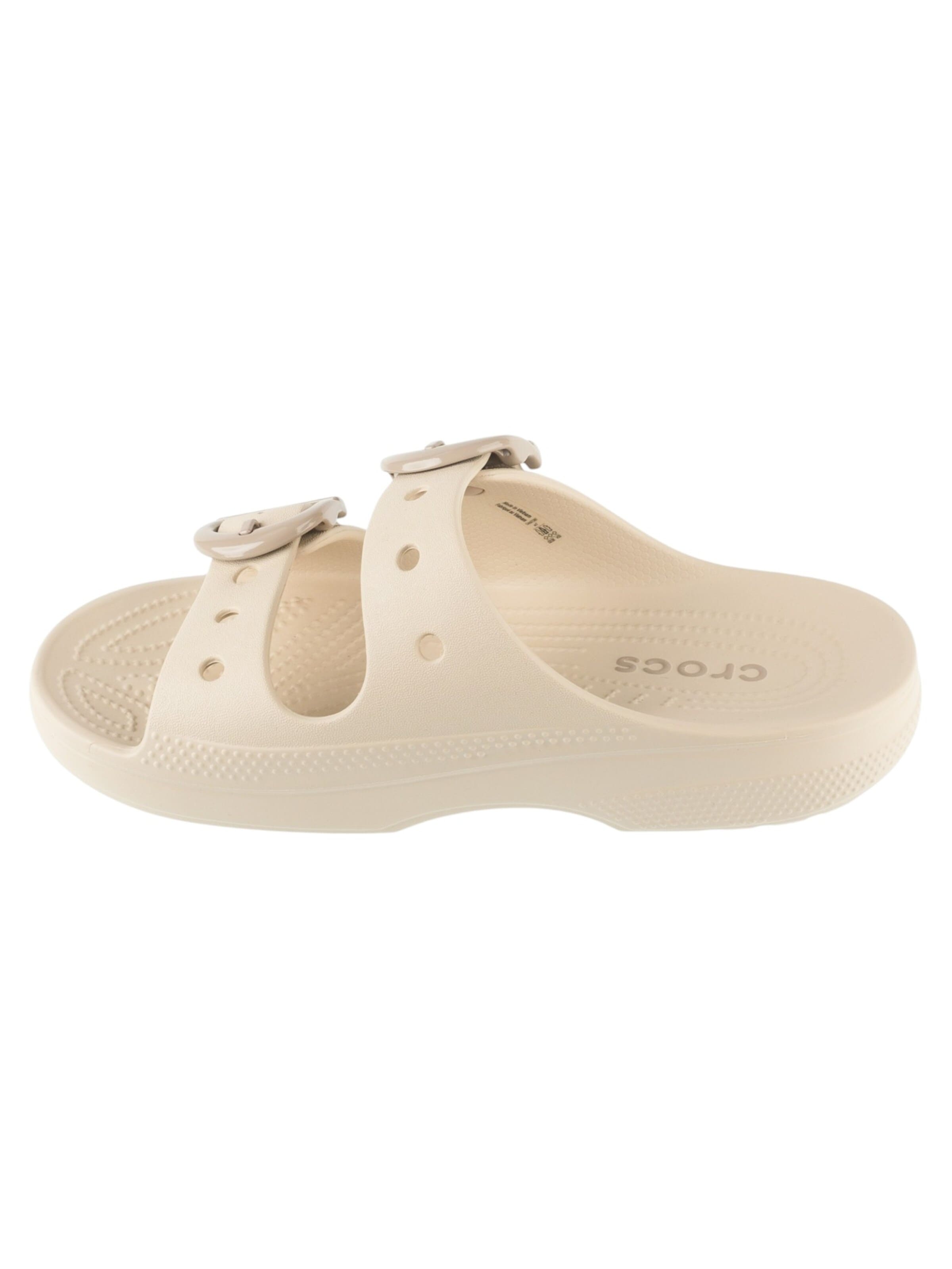 Crocs Strand-/badschoen 'Crocs Saturday Enamel Buckle Sandal W' in Beige