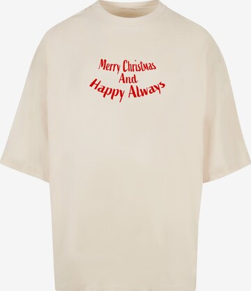 Merchcode Shirt 'Merry Christmas And Happy Always ' in Wit: voorkant