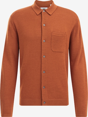 WE Fashion Regular fit Button Up Shirt in Brown: front