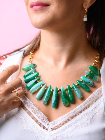 THE GEM STORIES JEWELRY Αλυσίδα 'Green Agate Sticks Necklace' σε πράσινο