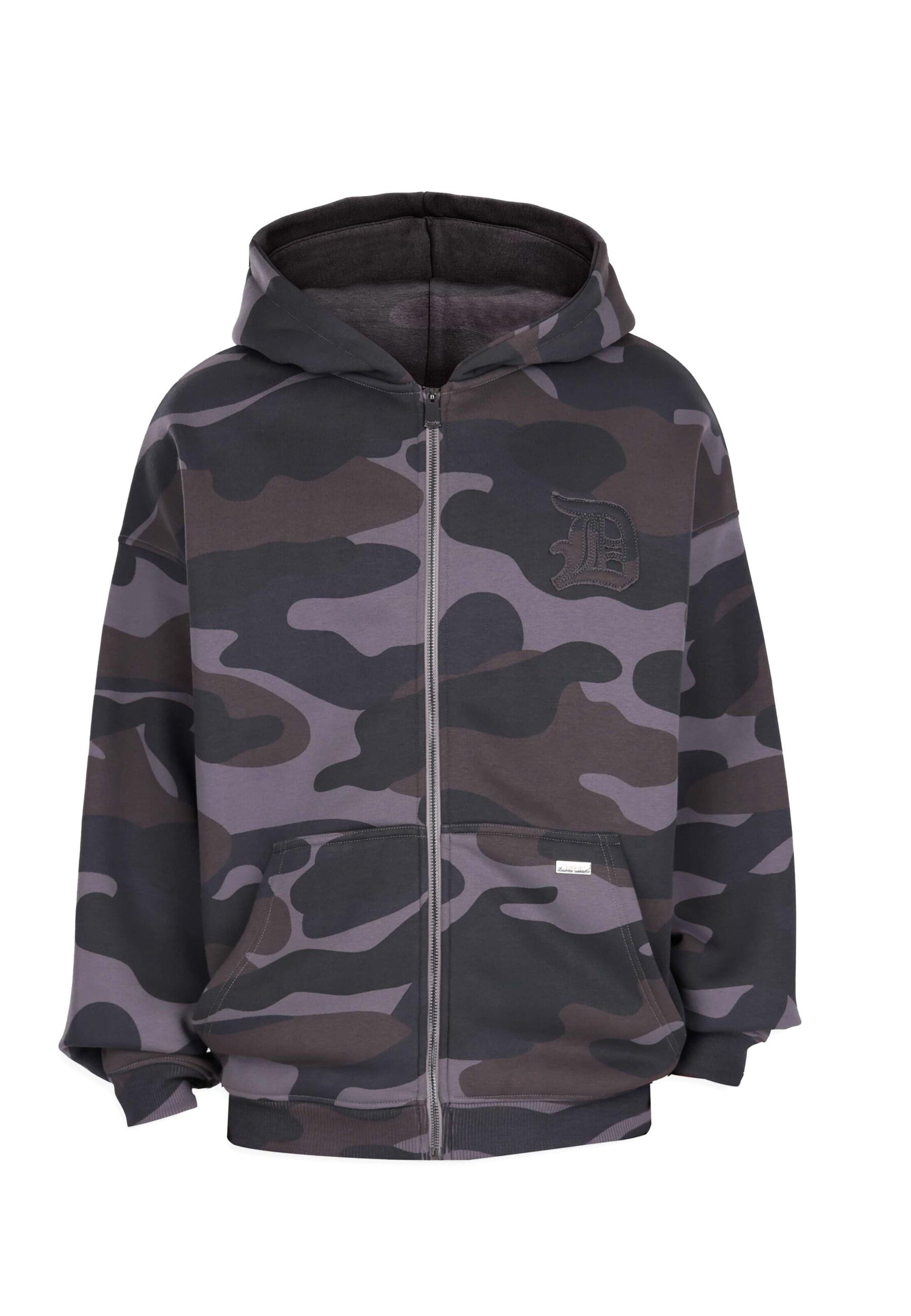 Dropsize Zip-Up Hoodie in Grey: front