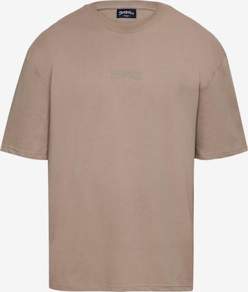 Dropsize T-shirt i beige: framsida