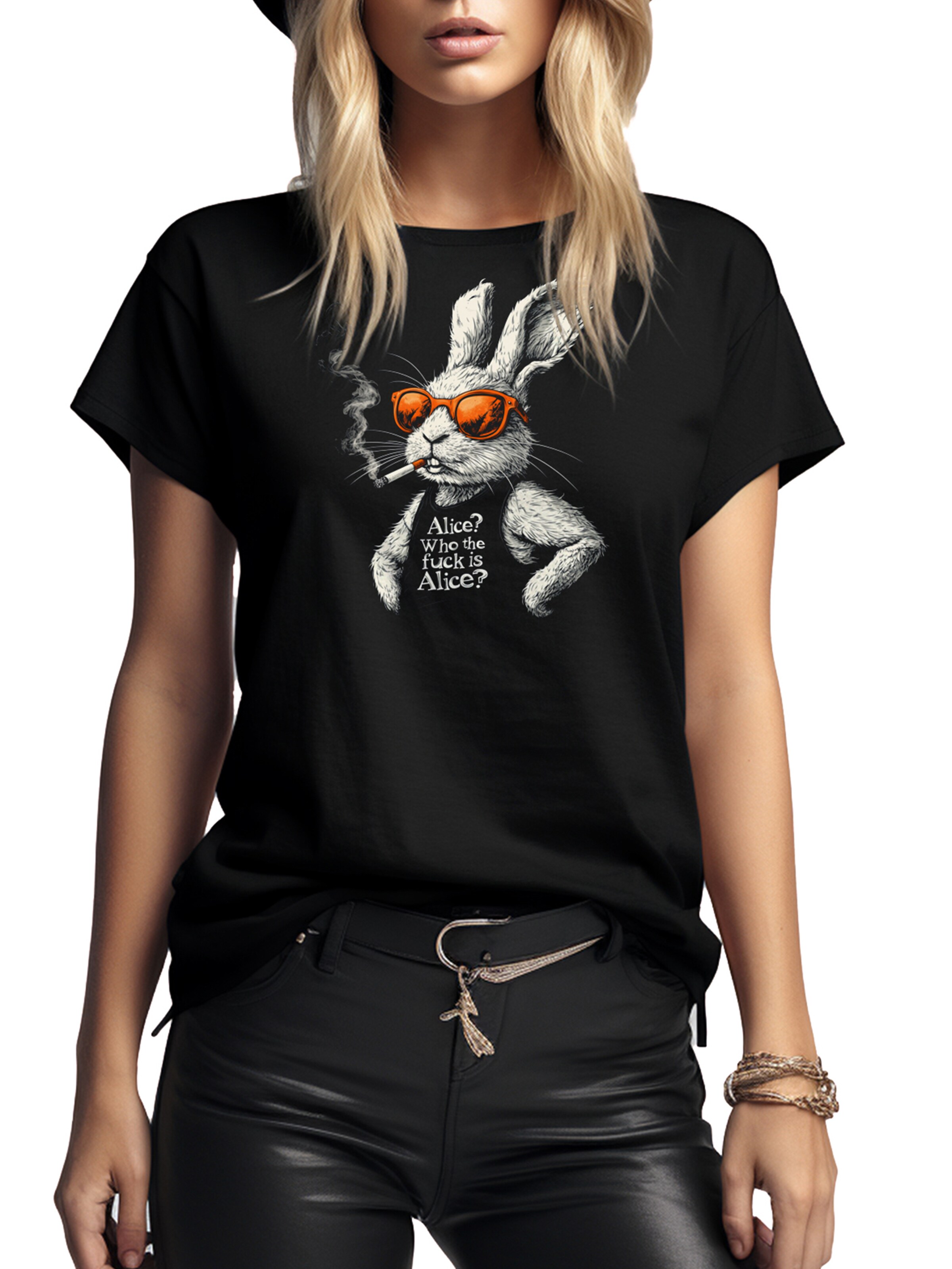 MAKAYA Shirt 'Alice Bunny' in Black