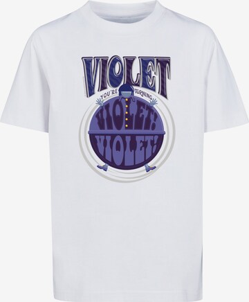 ABSOLUTE CULT Shirt 'Willy Wonka - Violet Turning Violet' in White: front