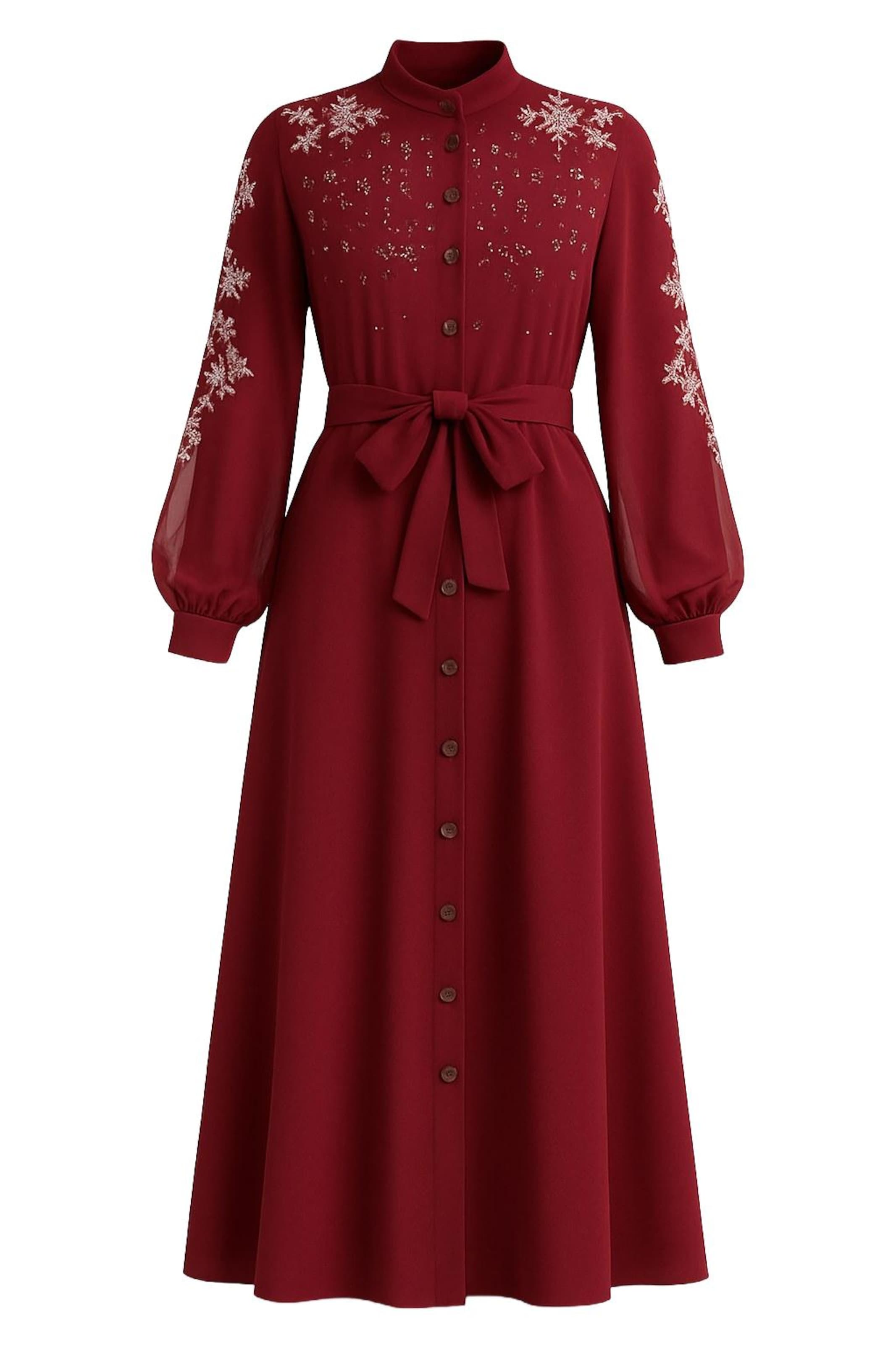 MODAMIHRAM Shirt Dress in Bordeaux / White, Item view