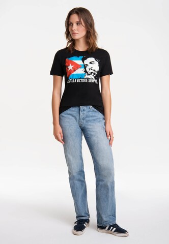 LOGOSHIRT Shirt 'Che Guevara - Cuban Flag' in Black