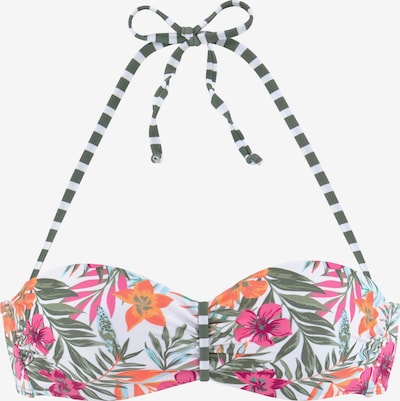 VENICE BEACH Bikini top in 80/D in Olive / Orange / Pink / White, Item view