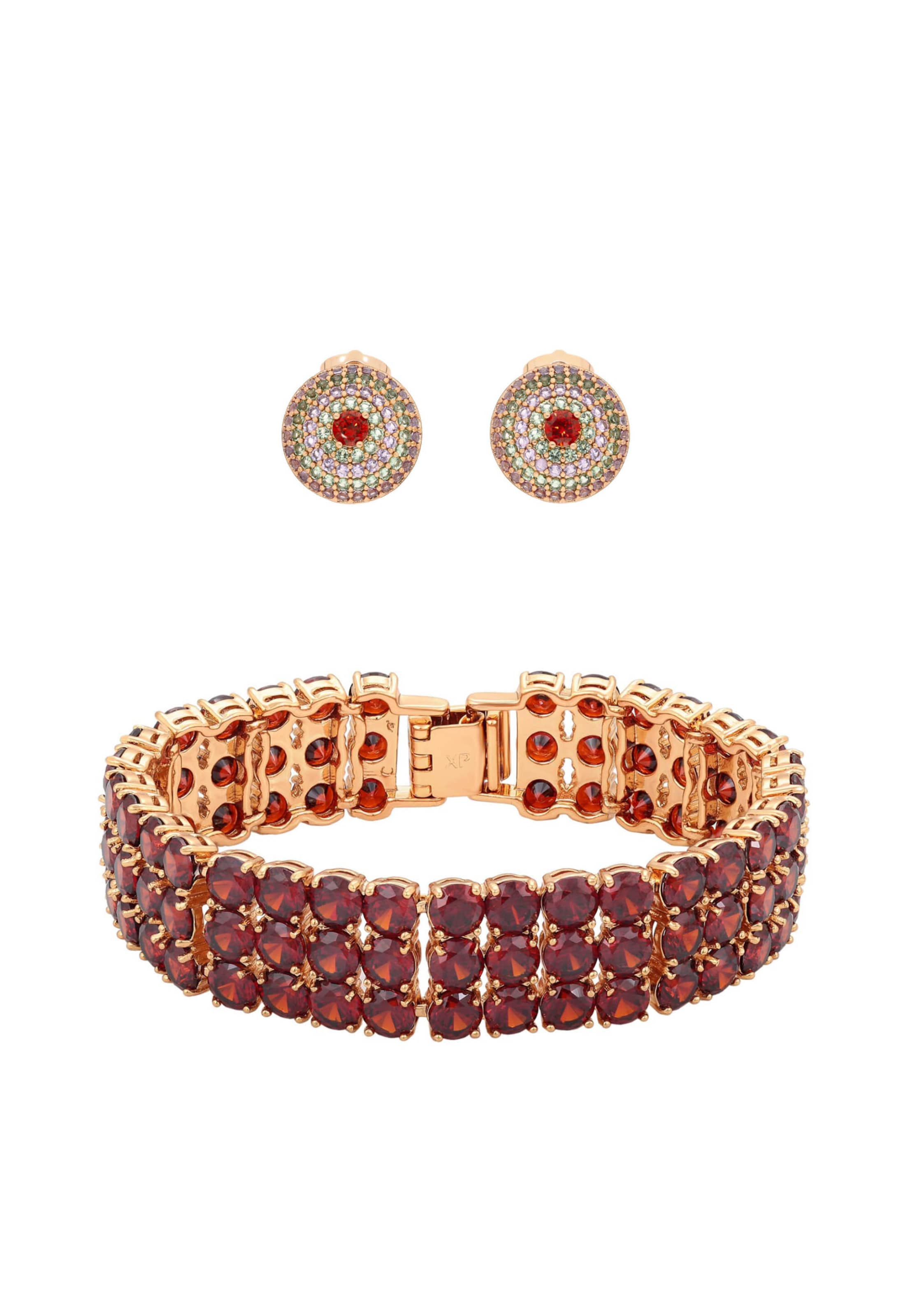 faina - Conjunto de joyería en rojo: frente