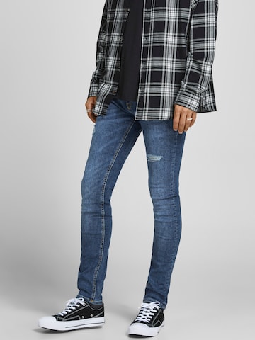 Skinny Jeans 'Liam' de la JACK & JONES pe albastru: față