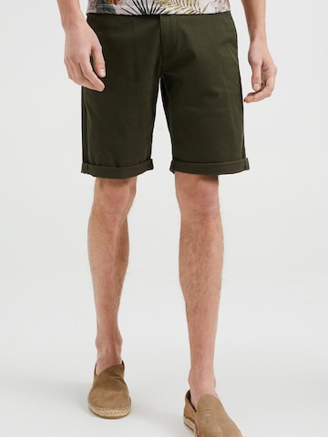 WE Fashion Chino nohavice - Zelená: predná strana