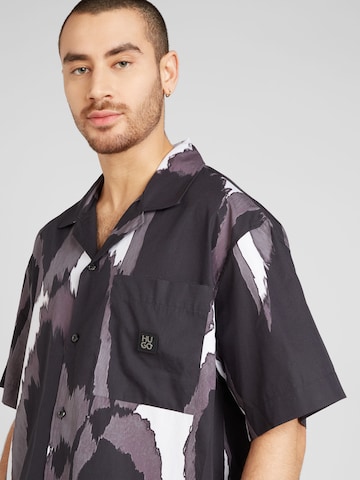 HUGO Red Comfort fit Button Up Shirt 'Egeeno' in Black