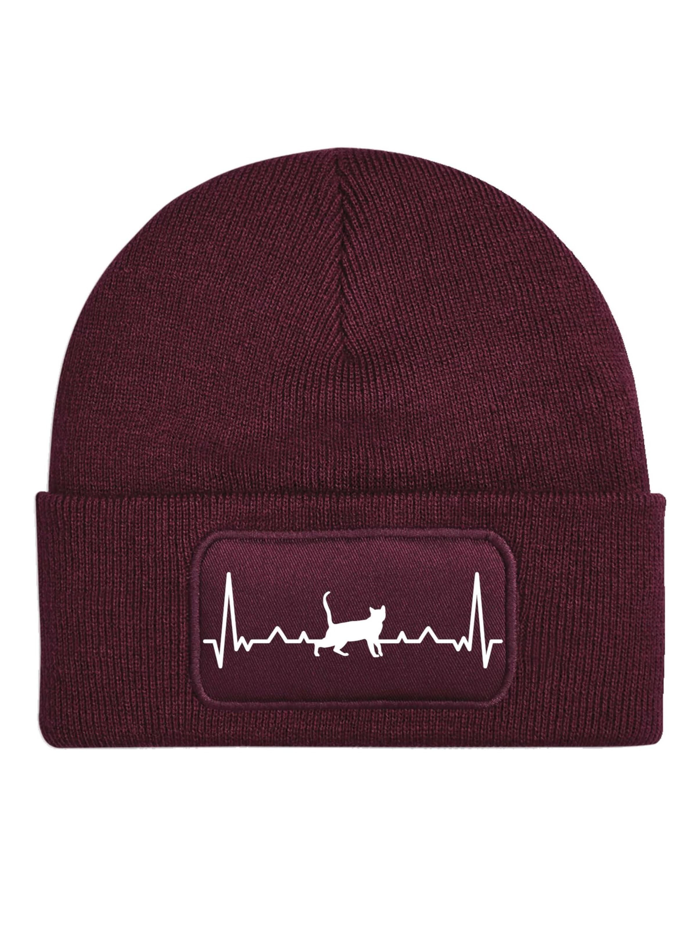 Youth Designz Beanie 'Heartbeat Katze' in Red: front