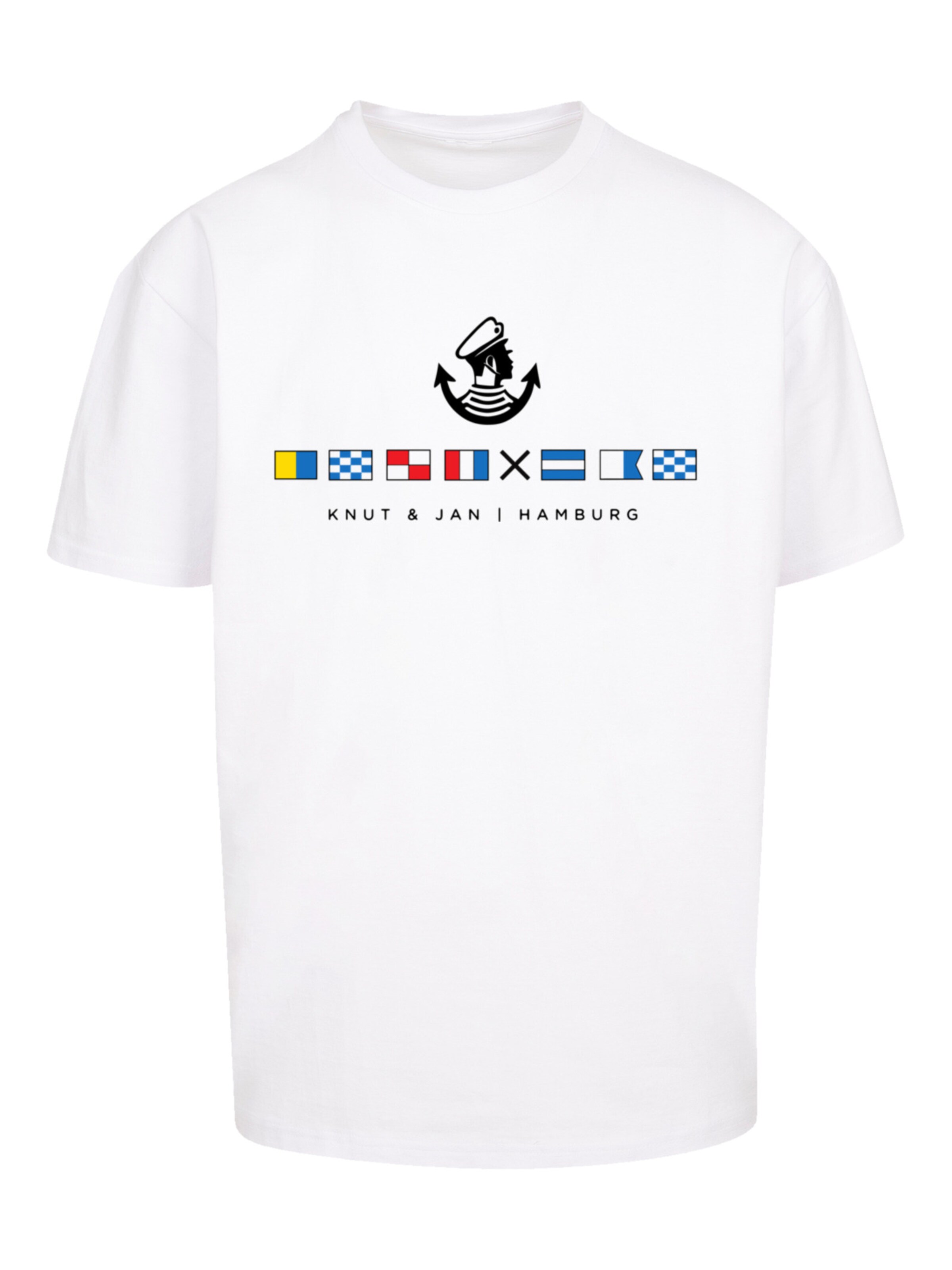 F4NT4STIC Shirt 'Seglerfahnen Knut & Jan Hamburg' in Wit: voorkant