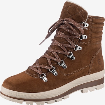 TAMARIS Lace-Up Ankle Boots in Brown: front