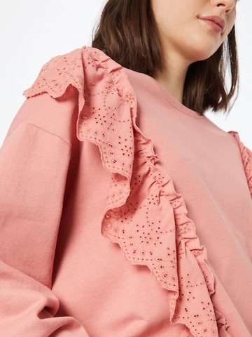 Warehouse Sweatshirt 'Broderie Frill' in Pink