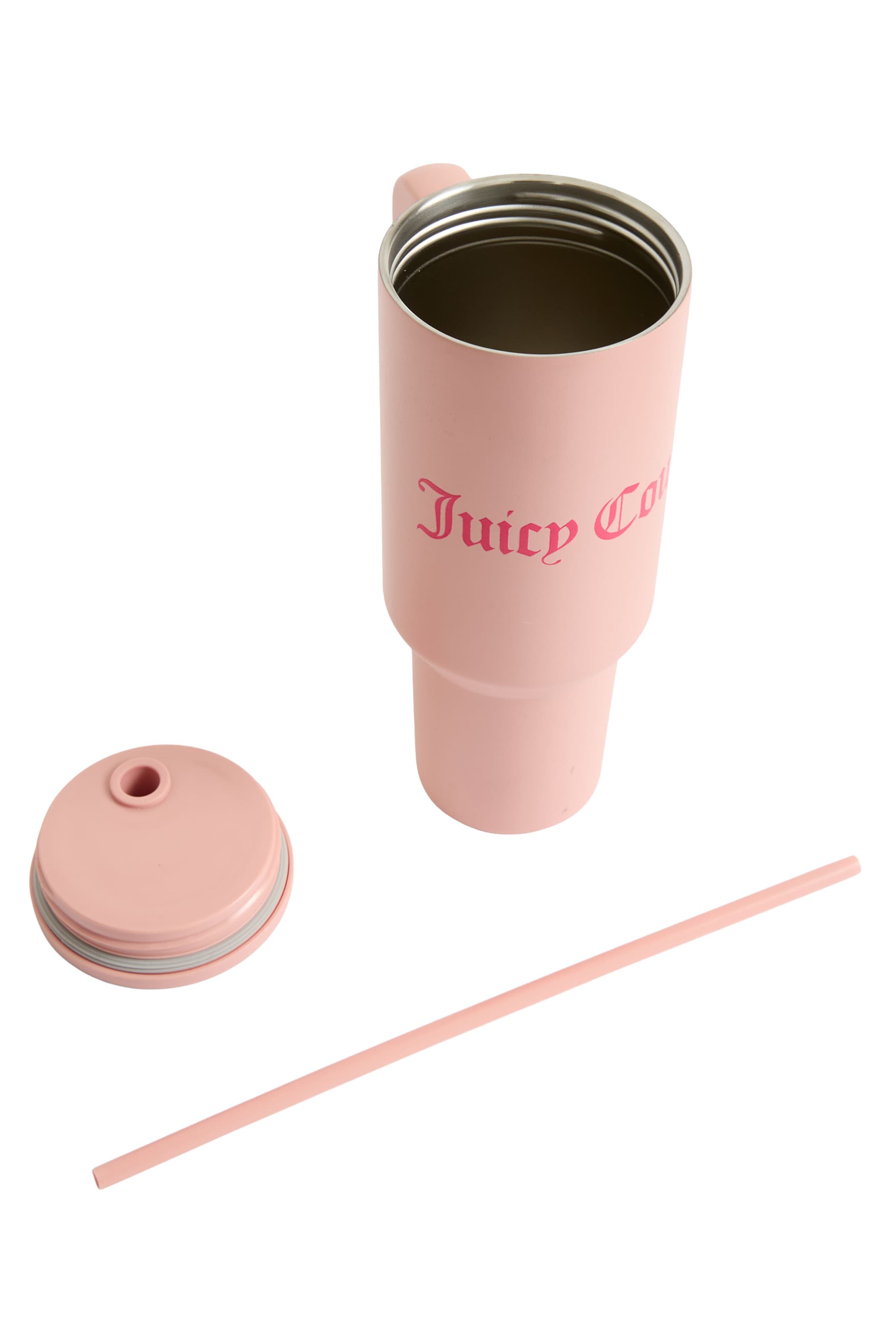 Juicy Couture Isoliergefäß ' STEEL TUMBLER WITH STRAW ' in Pink