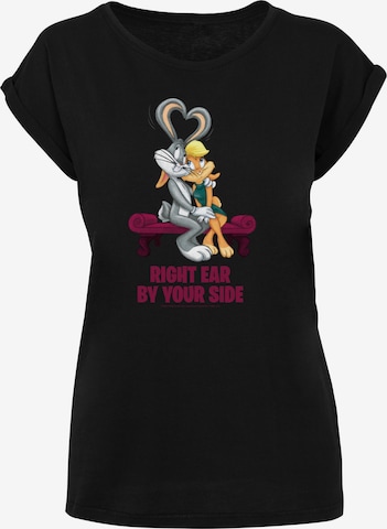 F4NT4STIC T-Shirt 'Looney Tunes Bugs And Lola Valentine's Cuddle' in Schwarz: predná strana