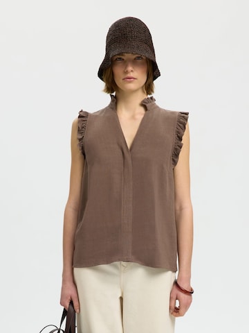SELECTED Blouse 'SLFViva' in Bruin: voorkant