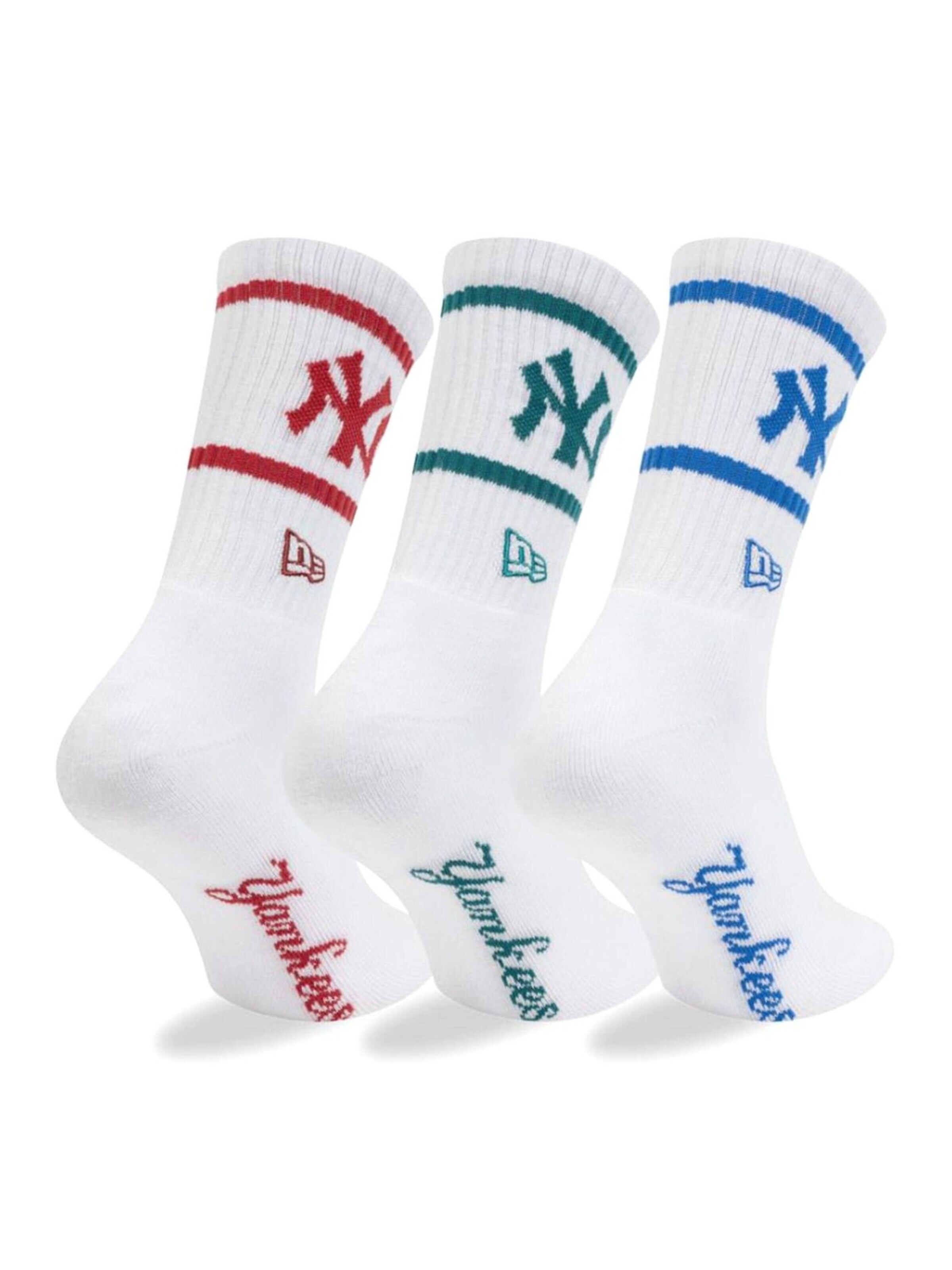 Calzino 'MLB CREW SOCKS 3PK NEW YORK YANKEES' di NEW ERA in bianco