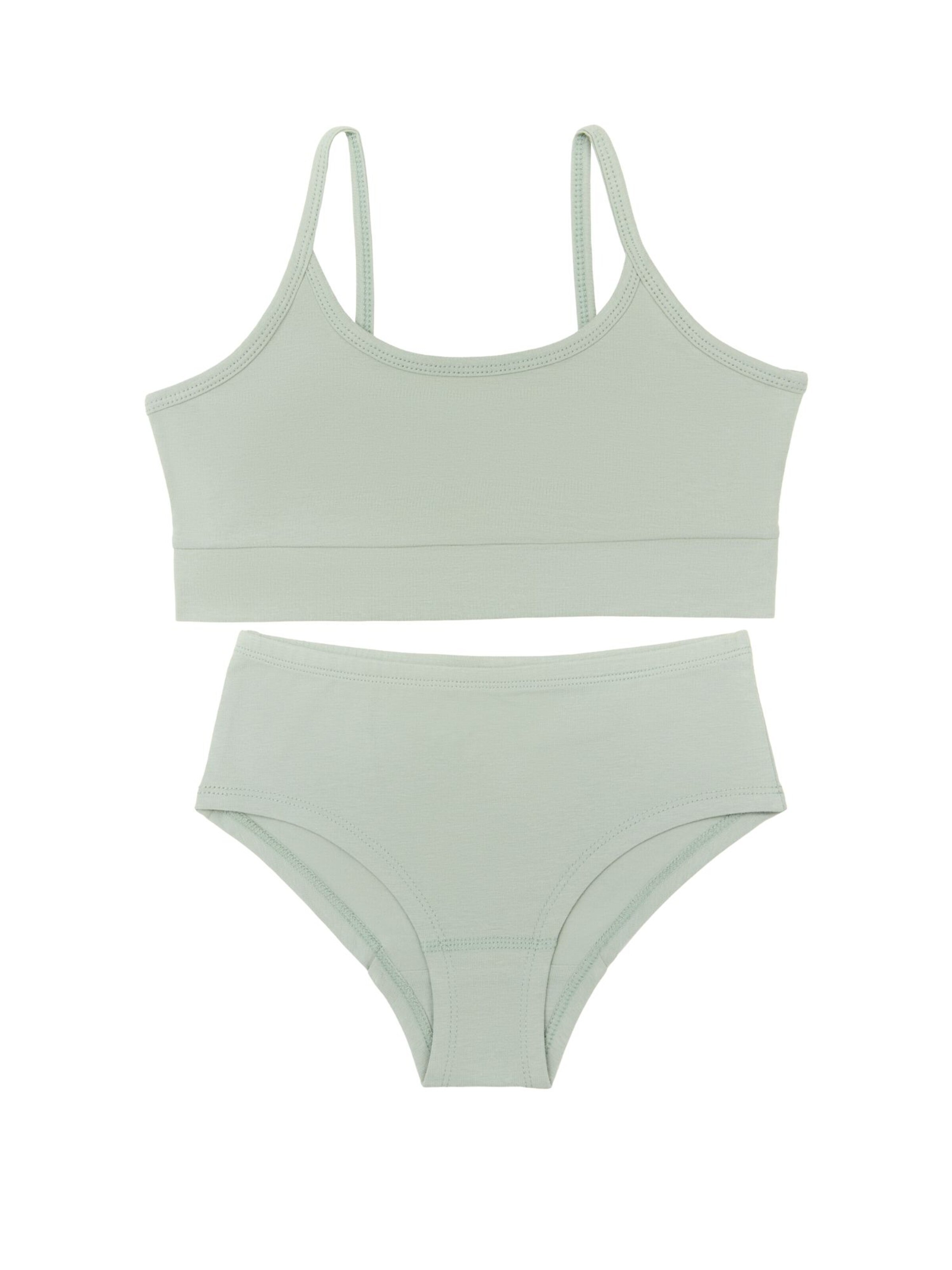 Albero Natur Underwear Set 'Mädchen Bio Baumwoll Bustier & Hipster Set' in Grey: front