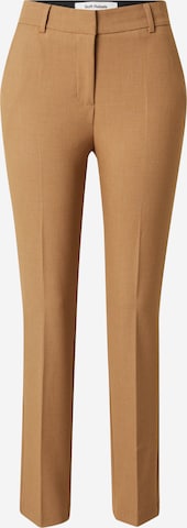 Soft Rebels Regular Pleated Pants 'Vilja' in Brown: front