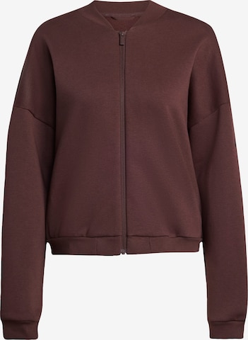 ADIDAS SPORTSWEAR - Sudadera con cremallera deportiva 'Essentials' en marrón: frente