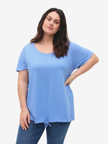 Zizzi Shirt 'Amanda' in Blauw: voorkant