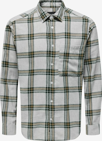 Only & Sons Regular fit Button Up Shirt 'STONE' in Grey: front