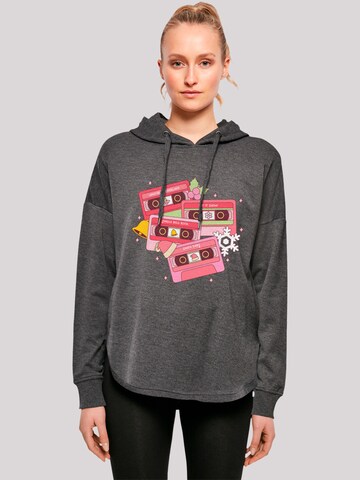 F4NT4STIC Sweatshirt 'Christmas Retro Song Tapes Pink' in Grey: front