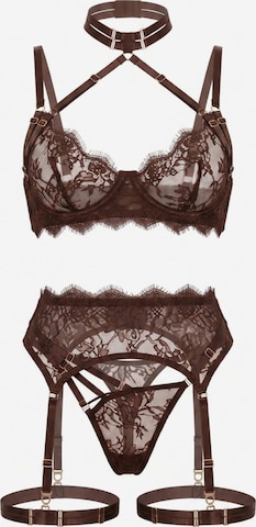 Orchibelle Underwear Sets 'Elodie' in Brown: front