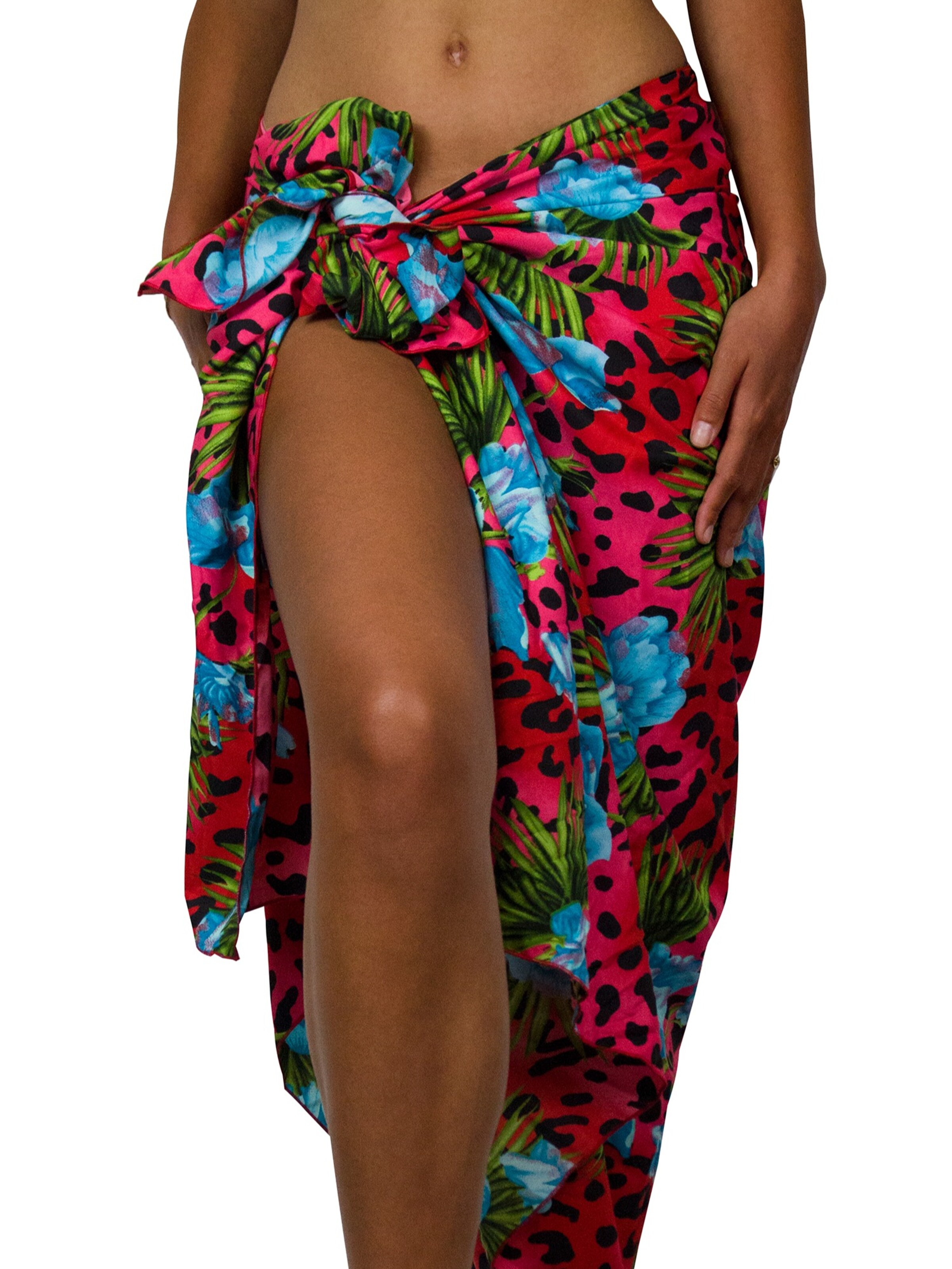 King Kameha Wrap 'Leopard Flowers' in Red