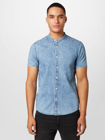 QS Slim Fit Skjorte i blå: forside