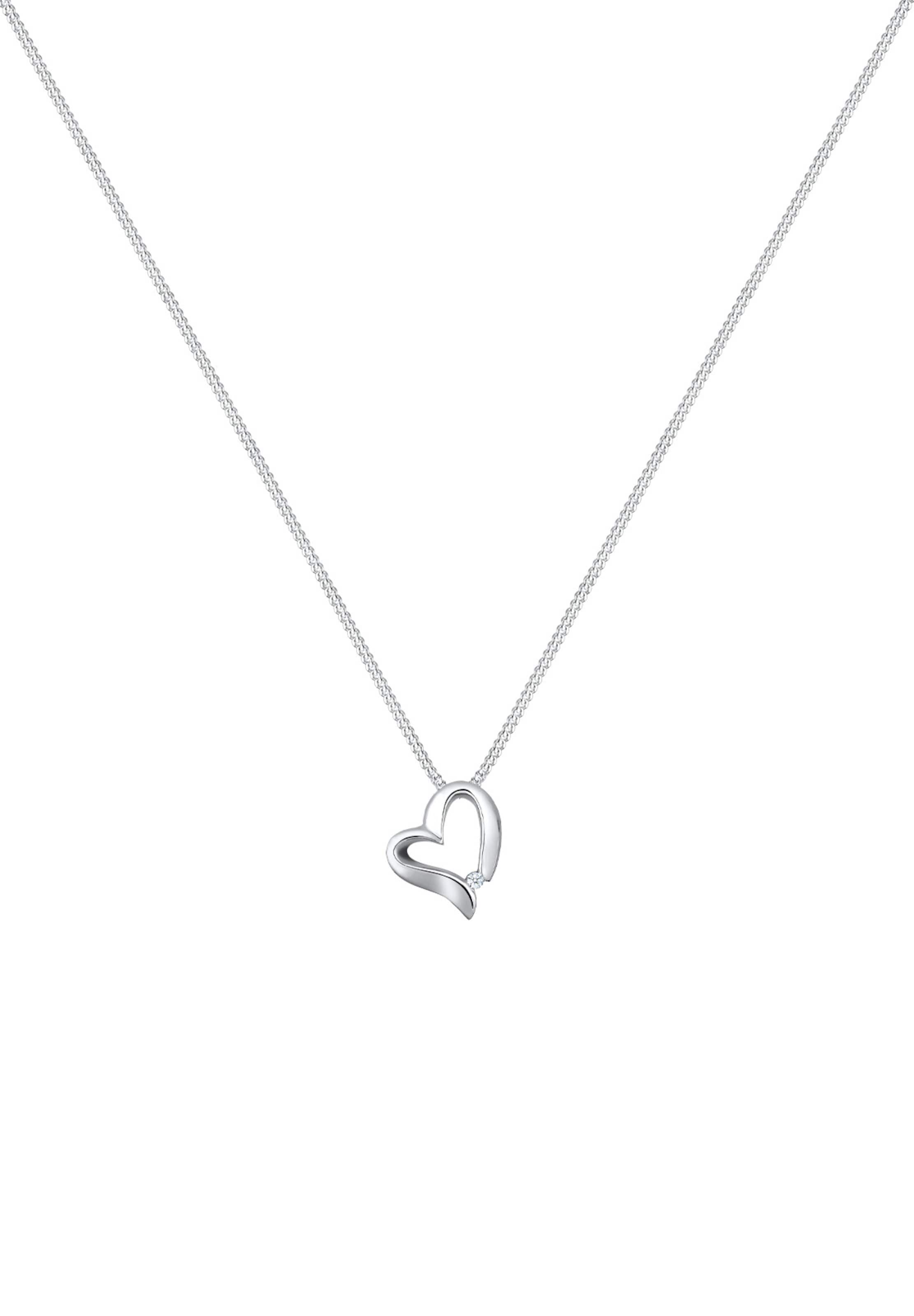 Elli DIAMONDS Ketting 'Herz' in Zilver