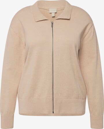 Cardigan Ulla Popken en beige : devant