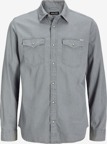 Jacks & Jones Regular Fit Hemd 'Herren Langarm Hemd' in Grau: Vorderseite