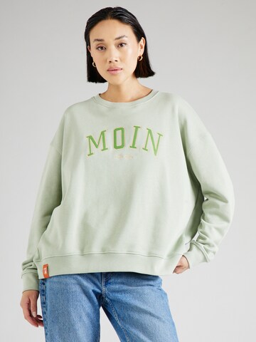 Derbe Sweatshirt 'Moin' in Groen: voorkant