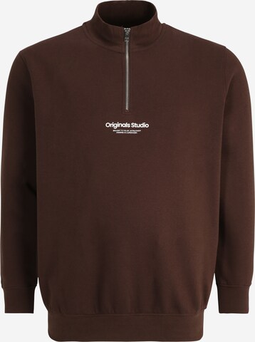 Sweat-shirt 'VESTERBRO' Jack & Jones Plus en marron : devant