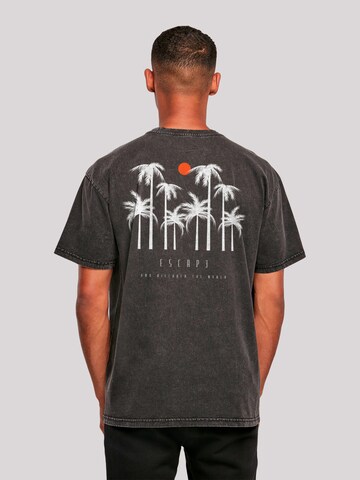T-Shirt 'Escape Discover the World Palm Trees White' F4NT4STIC en noir