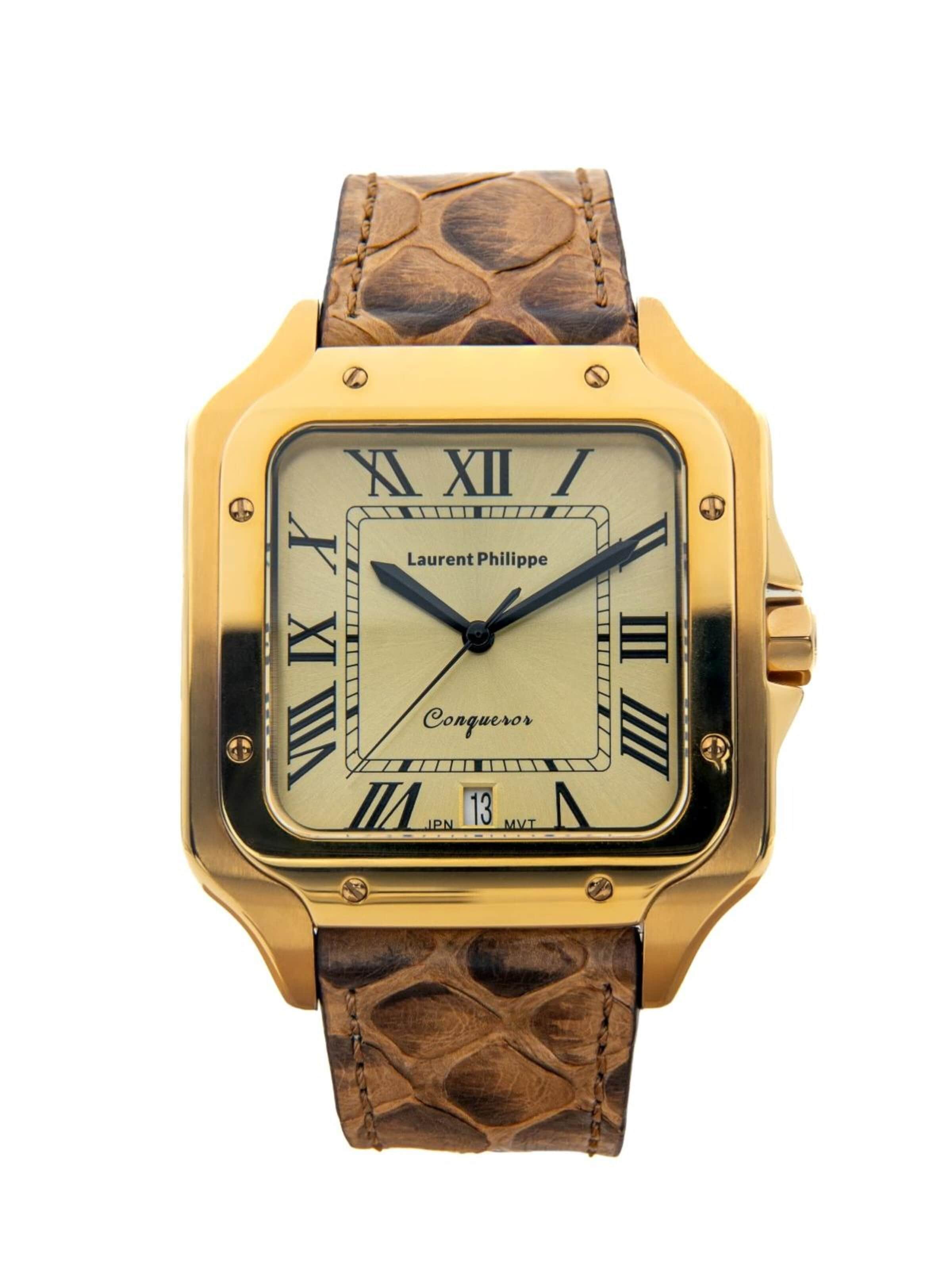 Orologio analogico 'Conqueror The Golden Eye – Golden Venin' di Laurent Philippe in marrone: frontale