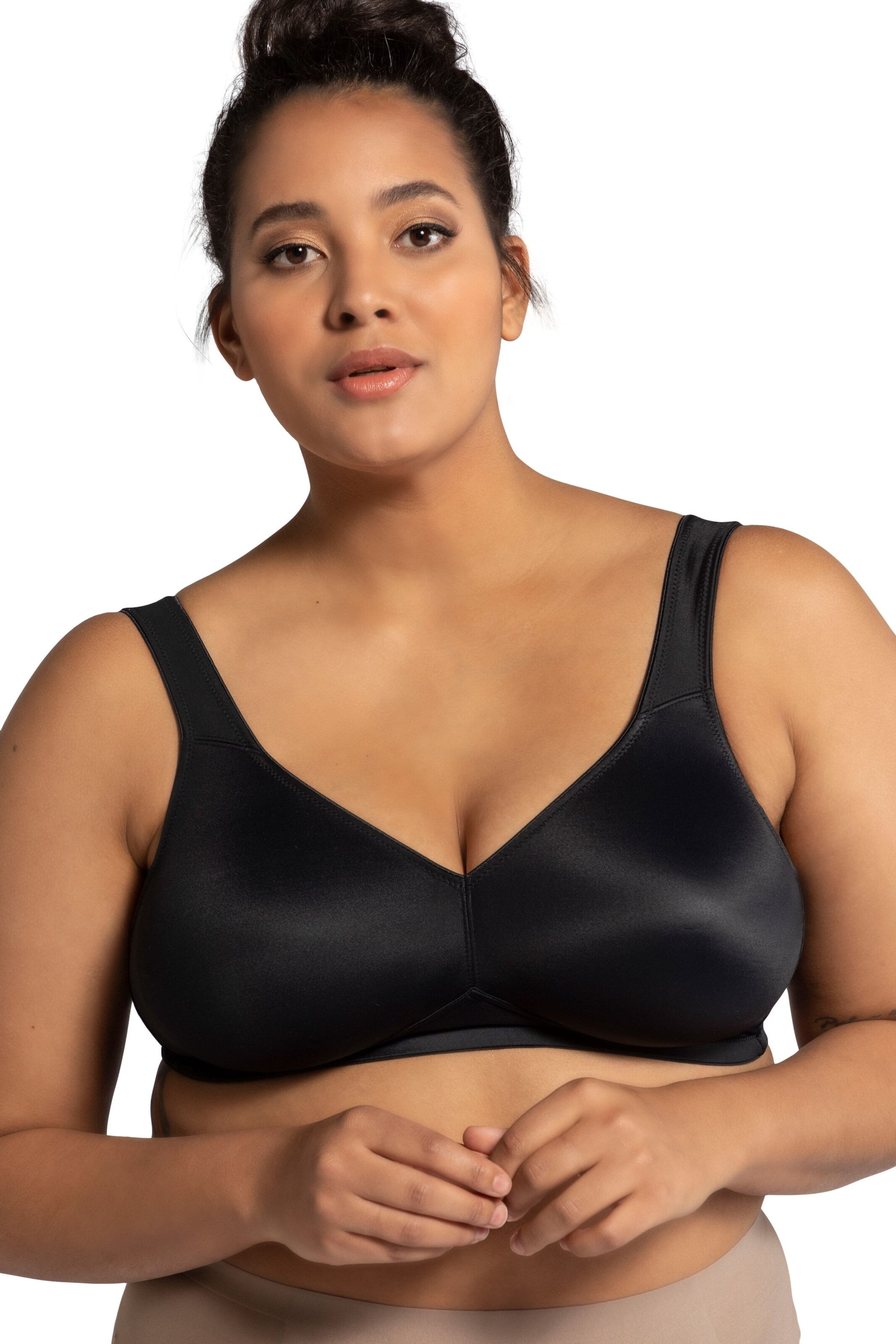 Ulla Popken T-Shirt BH in Schwarz: Vorderseite