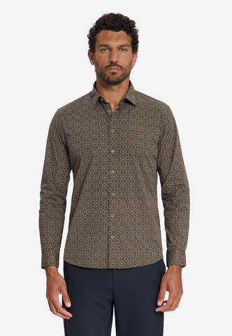 No Excess Regular fit Overhemd in Bruin: voorkant