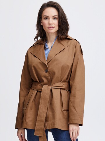 Fransa Between-Seasons Coat 'Nina' in Brown: front