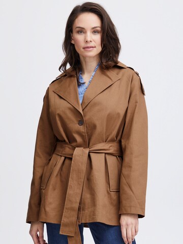 Fransa Between-seasons coat 'Nina' in Brown: front