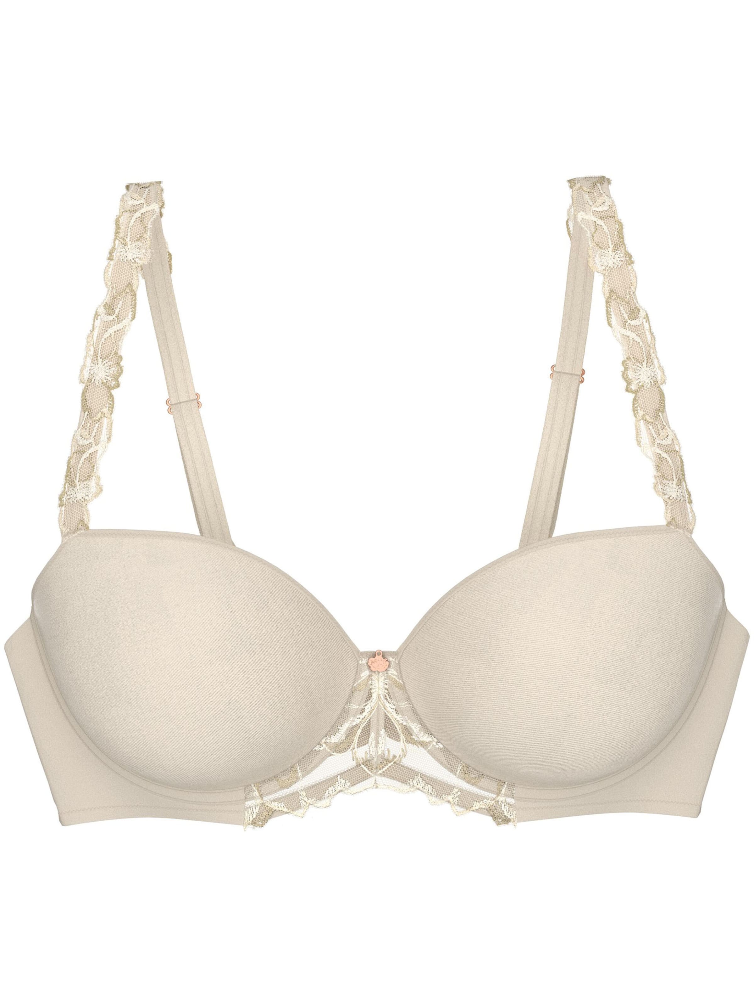 TRIUMPH T-shirt Bra ' Wild Azalea Florale ' in Beige: front